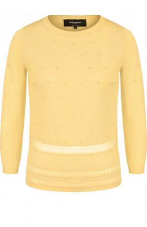 Хлопковый пуловер с круглым вырезом Rochas. Цвет: желтый