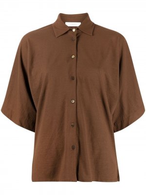Рубашка на пуговицах с драпировкой Zanone. Цвет: коричневый