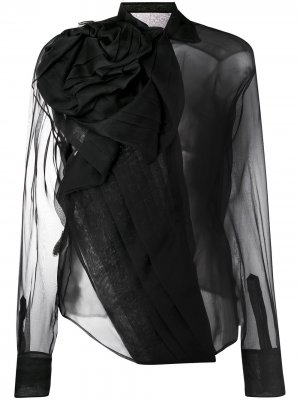 Прозрачная драпированная блузка pre-owned Christian Dior. Цвет: черный