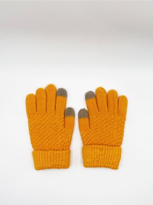 Текстурированные трикотажные перчатки для сенсорного экрана , желтый SVNX
