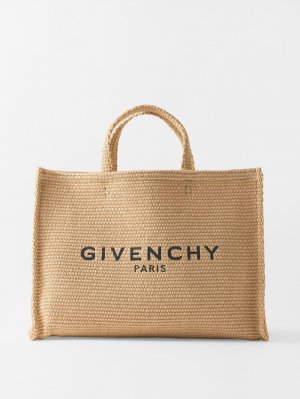 Большая сумка-тоут g-tote из искусственной рафии с вышитым логотипом , бежевый Givenchy