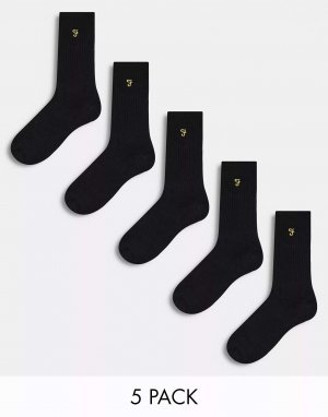5 пар спортивных носков tommley черного цвета Farah