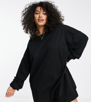 Черное платье-свитшот мини в стиле oversized Curve-Черный ASOS DESIGN