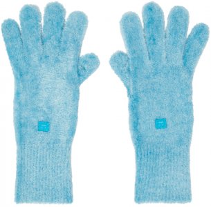 Синие текстурированные перчатки Бирюзовые Acne Studios