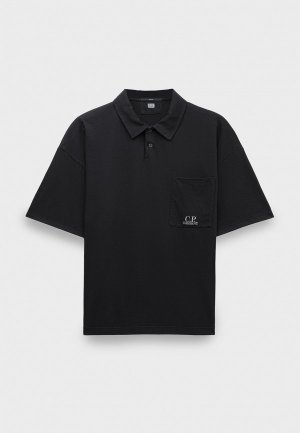 Поло C.P. Company 20/1 jersey boxy polo shirt black. Цвет: черный