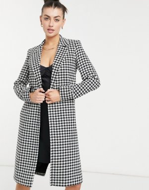 Черно-белое пальто с узором гусиная лапка в университетском стиле -Многоцветный Helene Berman