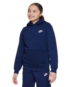 Спортивная одежда Флисовый пуловер с капюшоном Big Kids Club , синий Nike