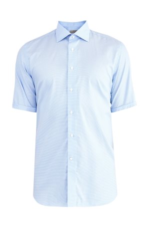 Рубашка с коротким рукавом из поплина Impeccabile CANALI. Цвет: голубой