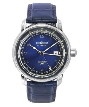 Zeppelin LZ126 Los Angeles GMT Кожаный ремешок с синим циферблатом Автоматические мужские часы 76683