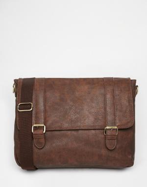 Коричневый портфель с ремешком New Look. Цвет: коричневый