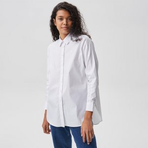 Блузы и рубашки Женская рубашка Regular Fit Lacoste. Цвет: молочный