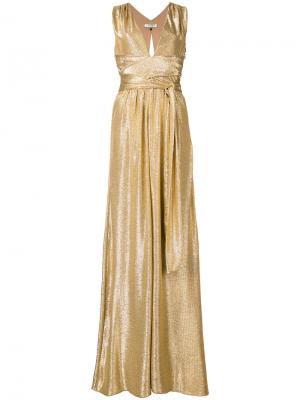 Длинное блестящее платье Halston Heritage. Цвет: металлический