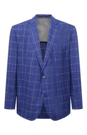 Пиджак из шерсти и шелка Eduard Dressler. Цвет: синий
