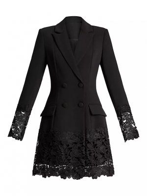 Мини-платье из кружевного пиджака, черный Zac Posen