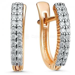 Серьги из золочёного серебра 925 с фианитами, 40 фианитов, круг 1,25мм, вес 1,48гр. серебро россии. Цвет: белый/желтый