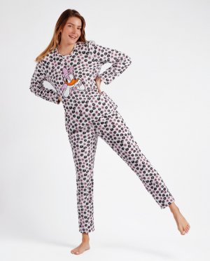 Длинная женская пижама с принтом и рисунком спереди сиреневого цвета , сиреневый Disney
