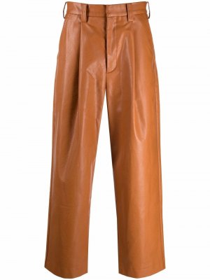 Укороченные брюки из искусственной кожи Viktor & Rolf. Цвет: коричневый