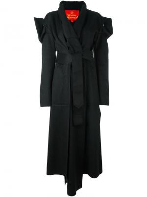 Асимметричное пальто с поясом Vivienne Westwood Red Label. Цвет: чёрный