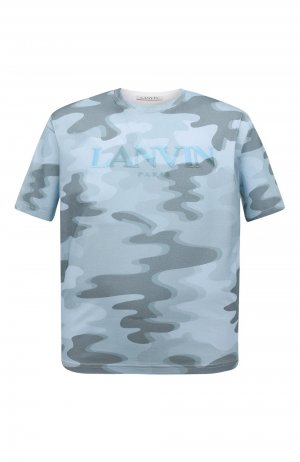 Хлопковая футболка Lanvin. Цвет: голубой