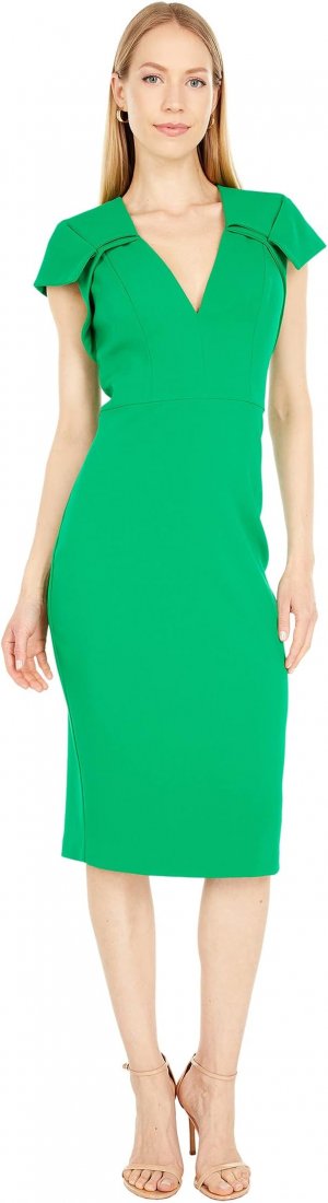 Платье прямого кроя с V-образным вырезом и короткими рукавами , цвет Palm Green Badgley Mischka