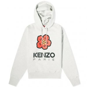 Классическая худи kenzo с большим цветочным логотипом, бледно-серый