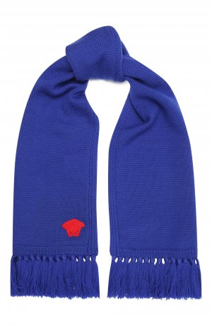 Шерстяной шарф Versace. Цвет: синий