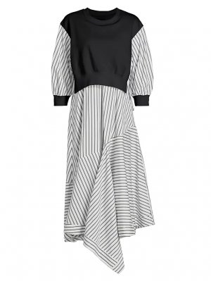 Комбинированное платье-миди-платье-свитшот в полоску , черный 3.1 Phillip Lim