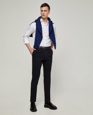 Мужские брюки повседневного и классического кроя из хлопка темно-синего цвета , черный Mirto. Цвет: черный
