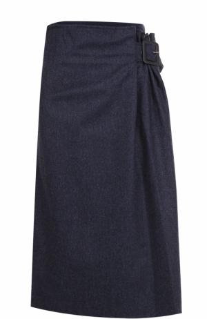 Шерстяная юбка-миди со складками Armani Collezioni. Цвет: темно-синий