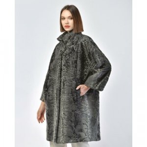 Пальто , каракуль, оверсайз, размер 44, серый LANGIOTTI. Цвет: серый