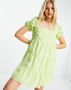Зеленое пляжное платье в клетку -Зеленый цвет Influence