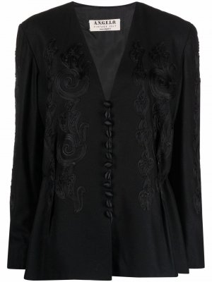 1940s embroidered motif V-neck jacket A.N.G.E.L.O. Vintage Cult. Цвет: черный