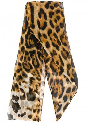 Платок с леопардовым принтом Saint Laurent. Цвет: коричневый