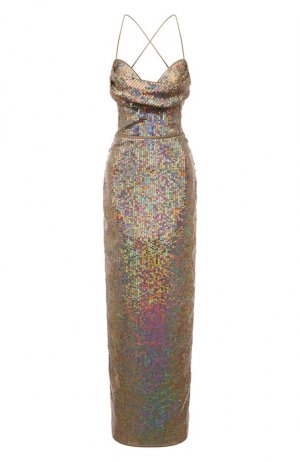 Платье с отделкой пайетками Rasario. Цвет: бежевый