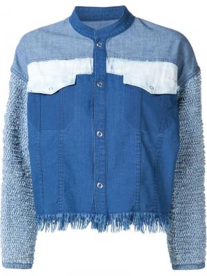 Укороченная куртка с лоскутным дизайном Mame. Цвет: синий