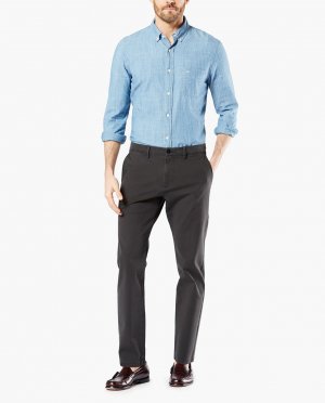Мужские узкие серые брюки чинос Smart 360 Flex, серый DOCKERS. Цвет: серый