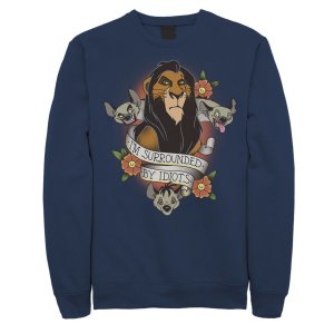 Мужской флисовый пуловер со шрамом «Король Лев» с гиенами в сопровождении идиотов , синий Disney