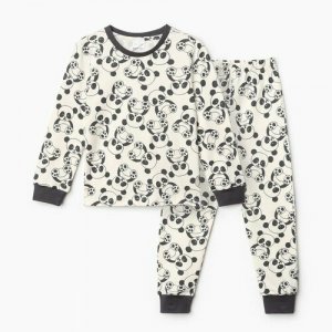 Пижама , размер детская, цвет молочный/серый, рост 110-116 см, бежевый, серый Linas Baby. Цвет: серый/бежевый