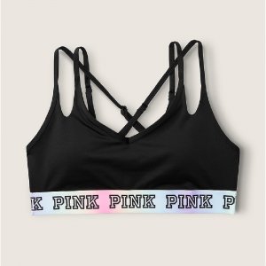 Спортивный бюстгальтер Victoria's Secret Pink Ultimate Strappy Back Lightly Lined, черный Victoria's