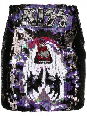 Юбка Kiss с вышивкой пайетками Philipp Plein. Цвет: черный
