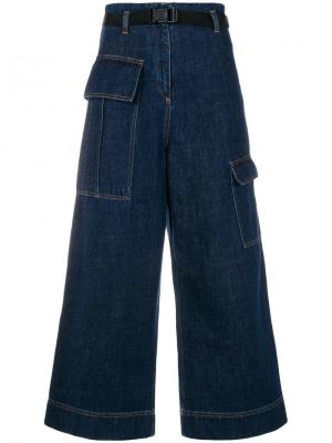 Широкие укороченные джинсы Kenzo. Цвет: синий