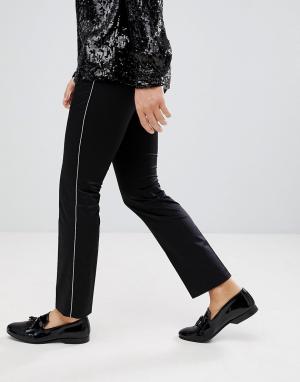 Супероблегающие брюки из хлопкового сатина с полосами по бокам Noose & Monkey. Цвет: черный