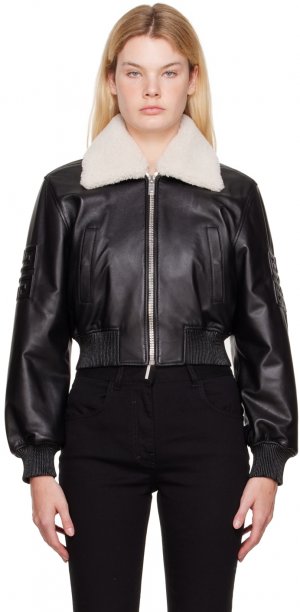 Черная кожаная куртка с воротником из овчины Givenchy