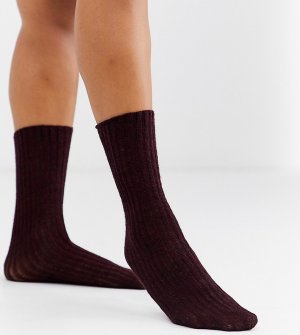 Эксклюзивные бордовые трикотажные носки в рубчик -Красный Jonathan Aston