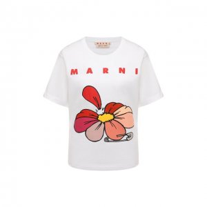 Хлопковая футболка Marni. Цвет: белый