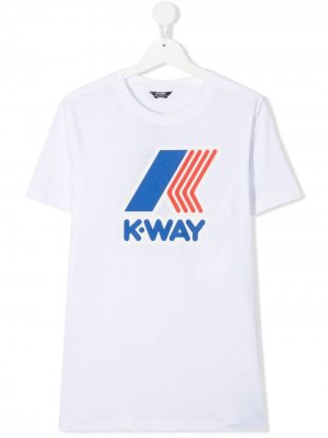 Футболка с логотипом K Way Kids. Цвет: белый