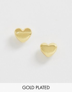Позолоченные серьги-гвоздики в форме сердца -Золотой Gorjana