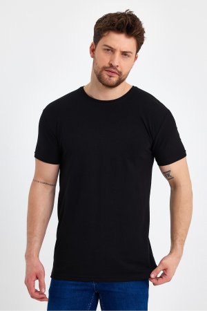 Мужская базовая черная футболка с круглым вырезом , черный GENIUS