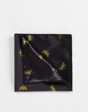 Платок для нагрудного кармана с вышивкой пчел -Черный цвет Bolongaro Trevor