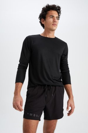 Спортивные тканые шорты приталенного кроя , черный DeFacto